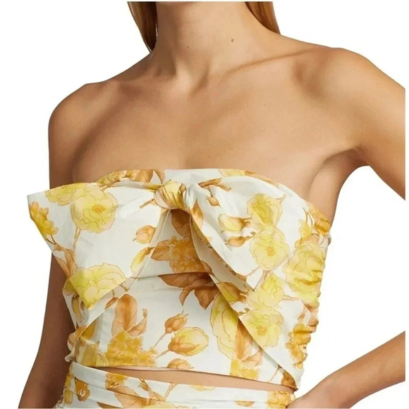 ba&sh Tops - 💥HOST PICK💥 ba&sh Naimee Yellow Floral  Strapless Stretch Tube Top Size 8